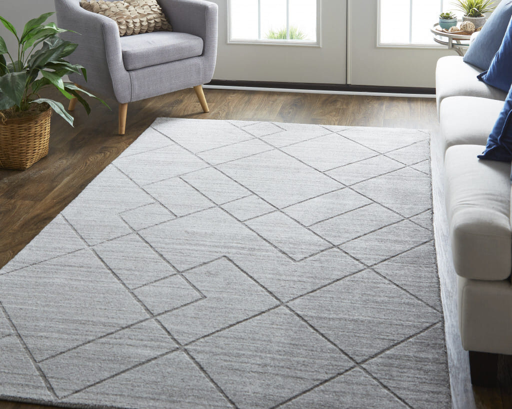 8' X 10' Gray And Silver Striped Hand Woven Area Rug