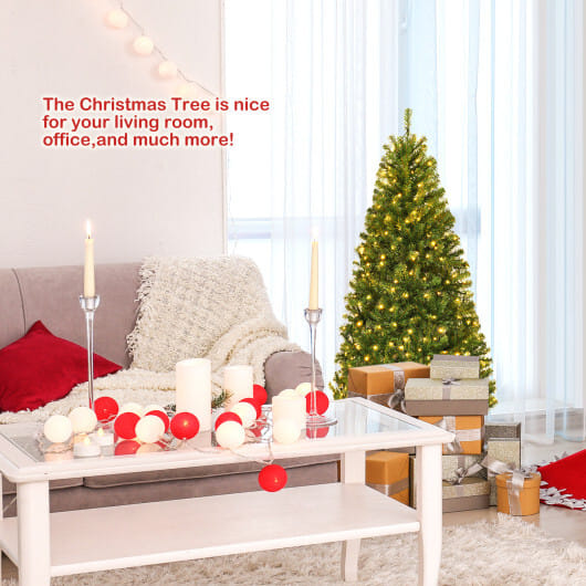 Costway 4Ft Pre-Lit Artificial Christmas Tree Hinged 100 LED Lights - Color: Green - Size: 4 ft