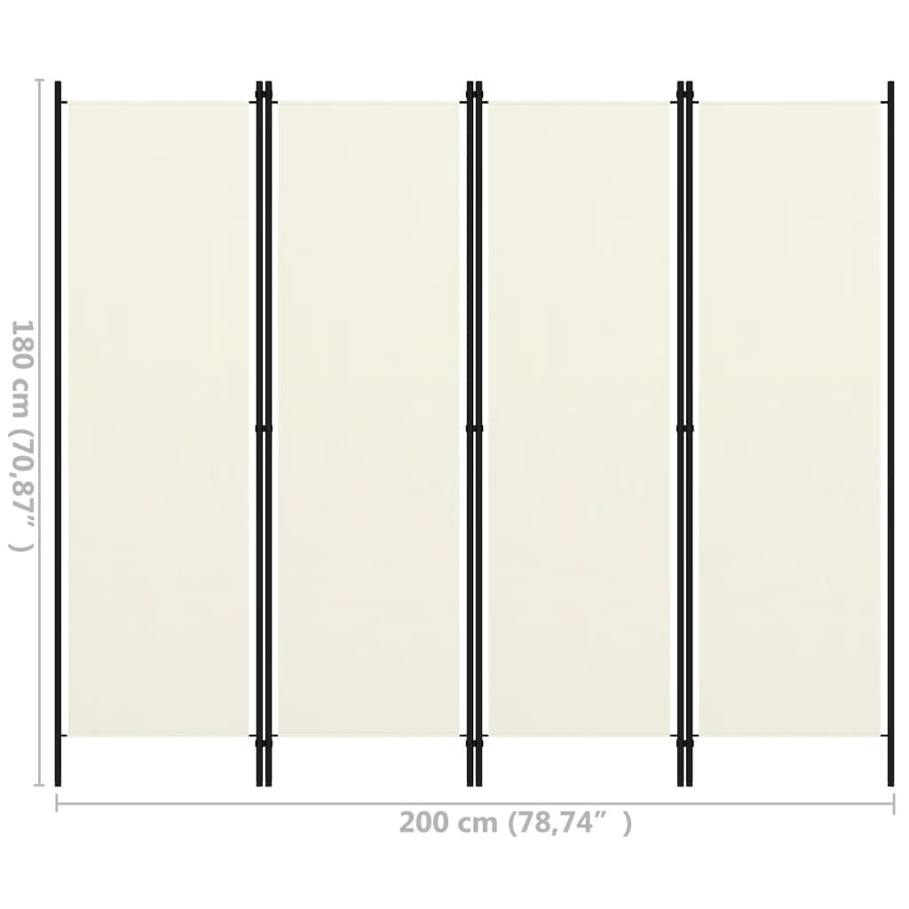 4-Panel Room Divider White 78.7"x70.9