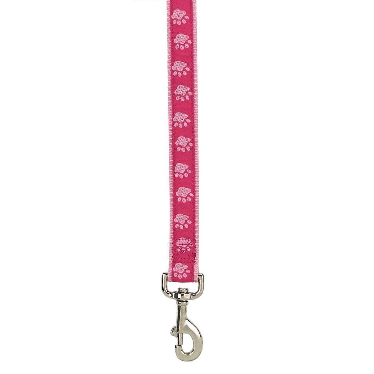 Casual Canine Two-Tone Pawprint Dog Leads 6 ft x 1 in Pink
