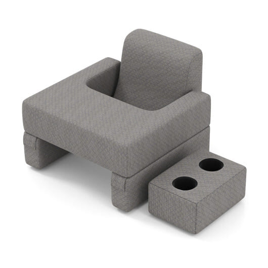 3-Piece Reading Pillow Set Extra Large Lap Desk with Coaster-Gray - Color: Gray