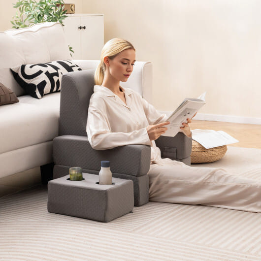 3-Piece Reading Pillow Set Extra Large Lap Desk with Coaster-Gray - Color: Gray