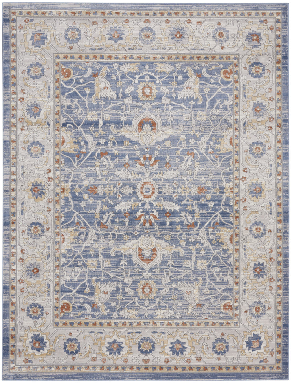 8' X 10' Blue and Gray Oriental Power Loom Area Rug