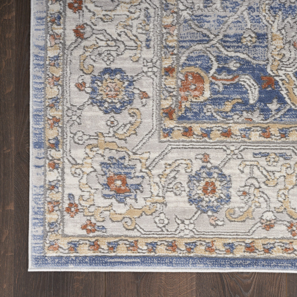 8' X 10' Blue and Gray Oriental Power Loom Area Rug