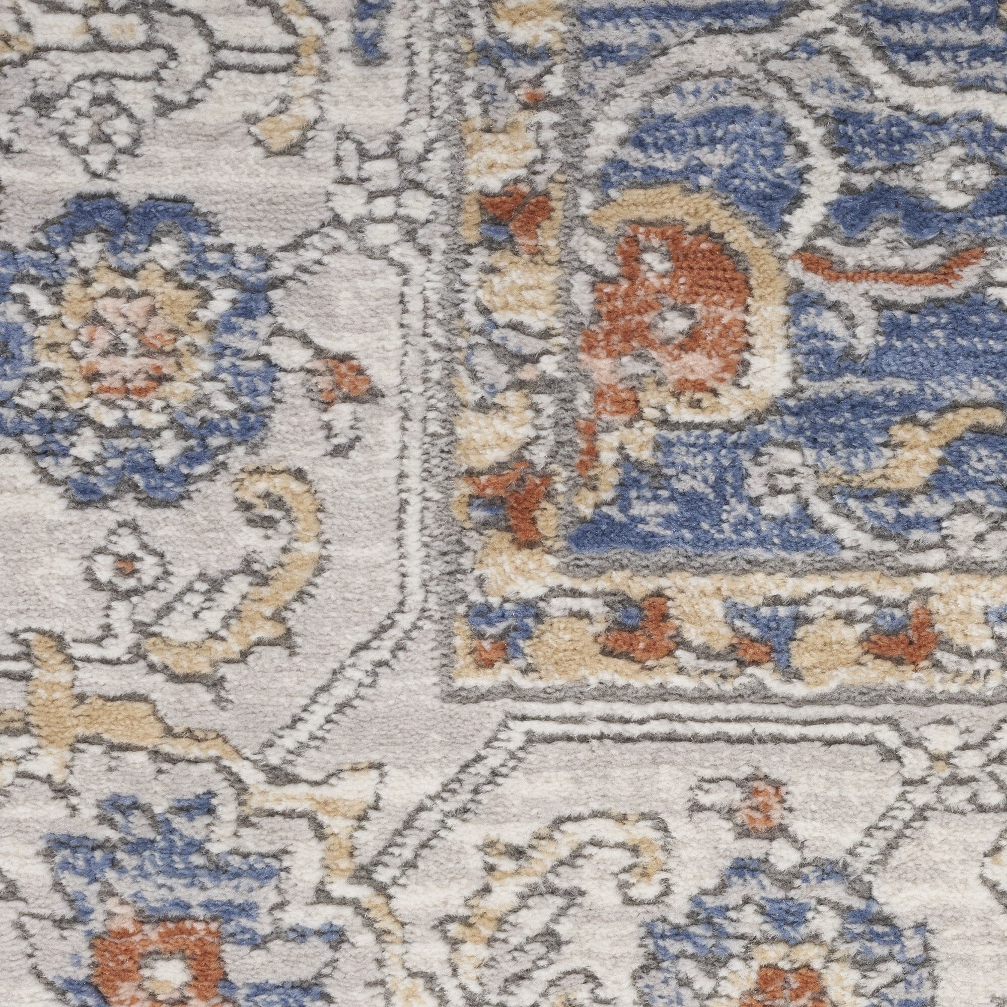 8' X 10' Blue and Gray Oriental Power Loom Area Rug