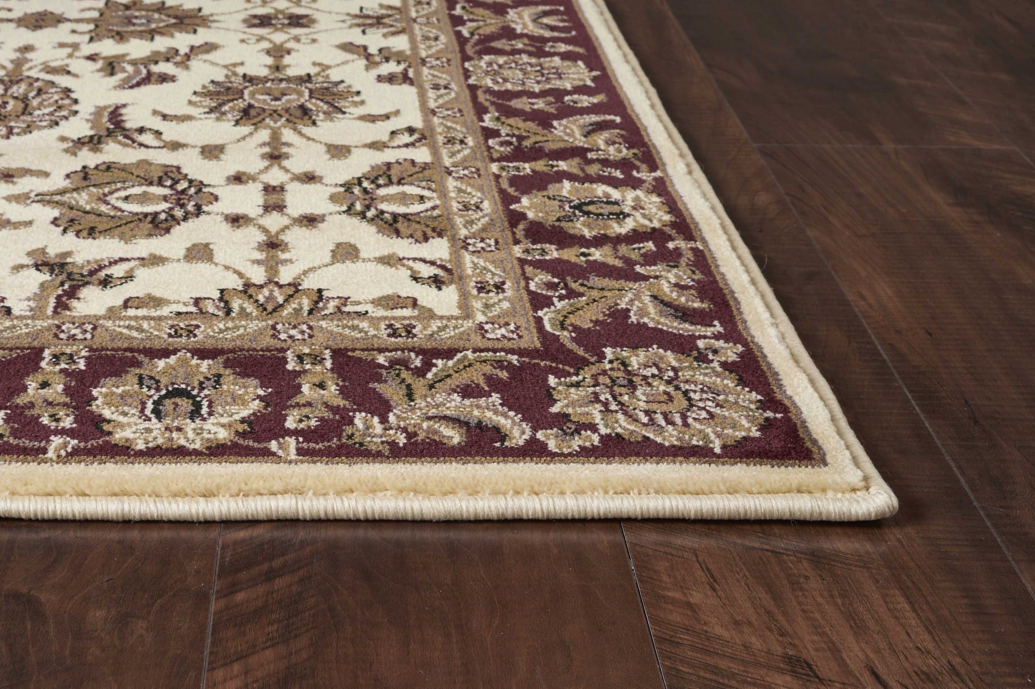 8' Red And Ivory Floral Medallion Runner Rug