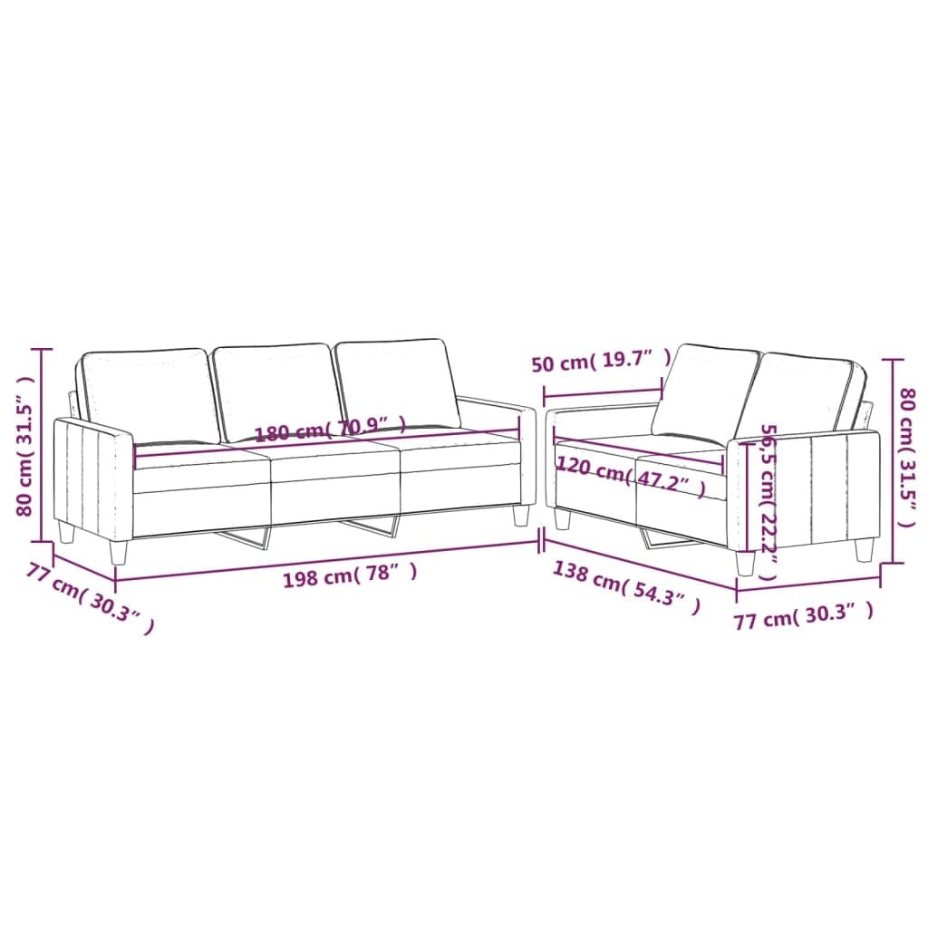 2 Piece Sofa Set with Cushions Dark Gray Velvet