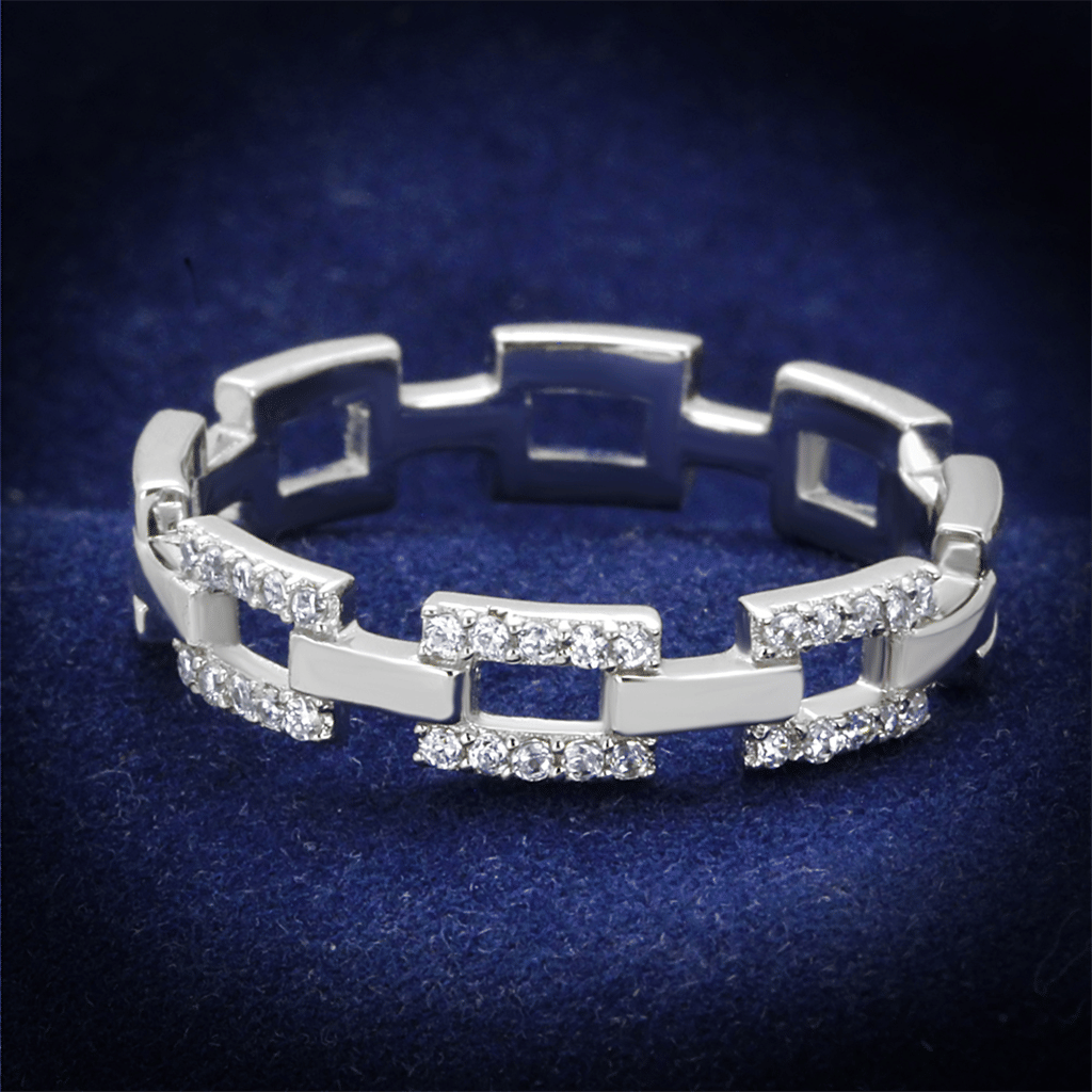 TS257 - Rhodium 925 Sterling Silver Ring with AAA Grade CZ in Clear