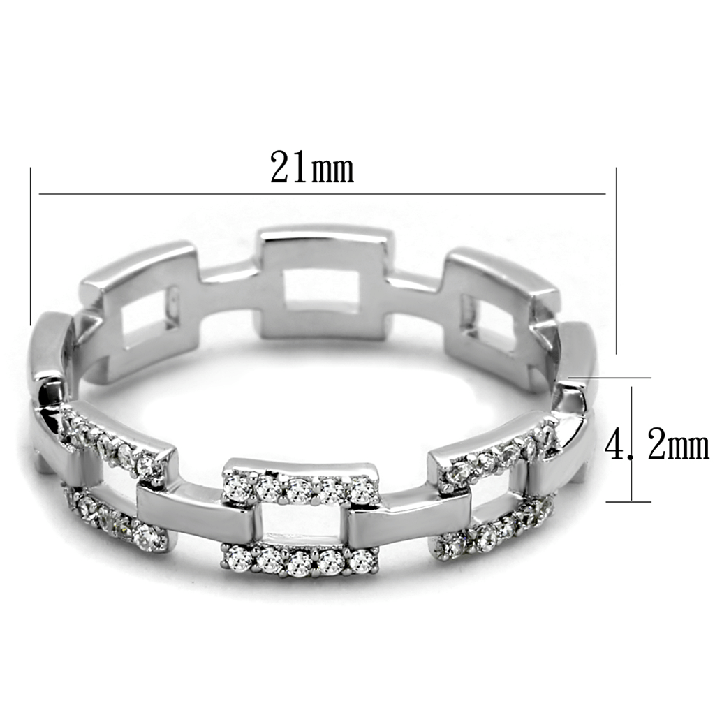 TS257 - Rhodium 925 Sterling Silver Ring with AAA Grade CZ in Clear