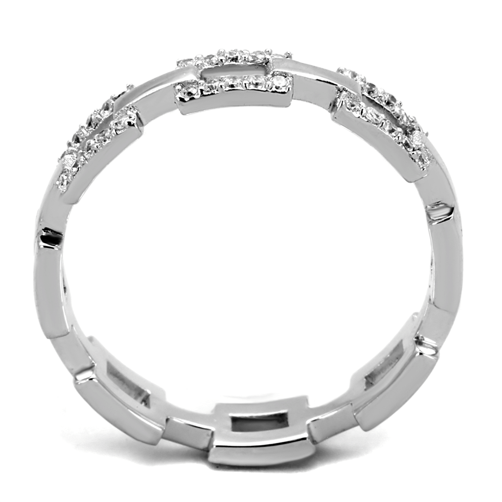 TS257 - Rhodium 925 Sterling Silver Ring with AAA Grade CZ in Clear