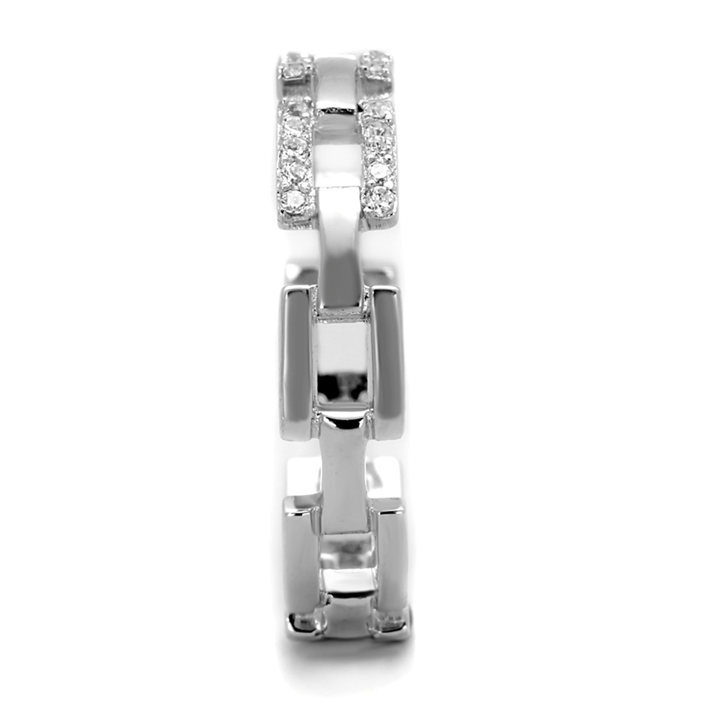 TS257 - Rhodium 925 Sterling Silver Ring with AAA Grade CZ in Clear