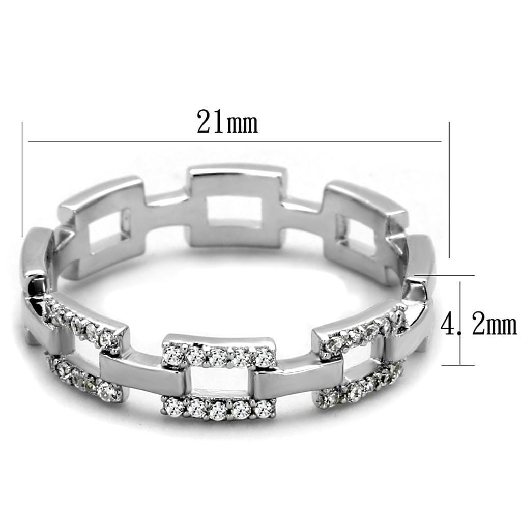 TS257 - Rhodium 925 Sterling Silver Ring with AAA Grade CZ in Clear