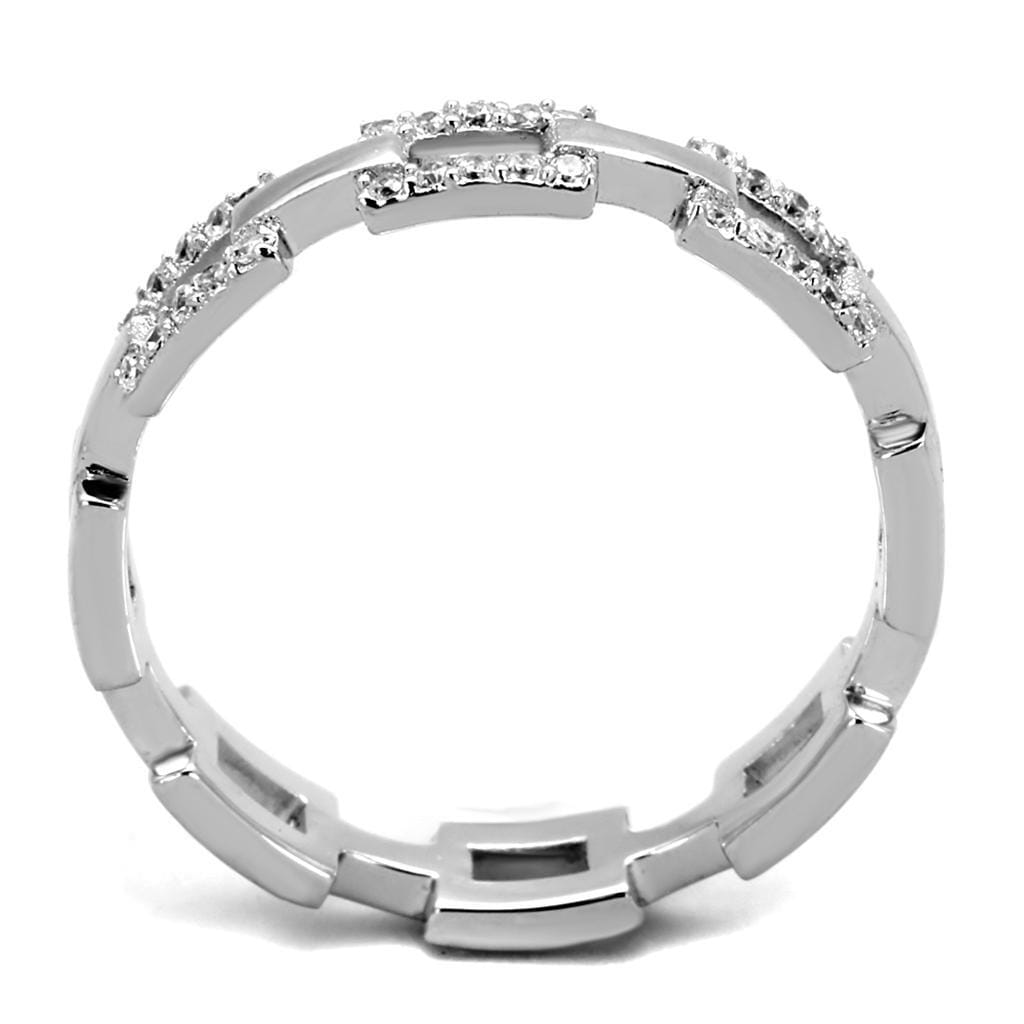 TS257 - Rhodium 925 Sterling Silver Ring with AAA Grade CZ in Clear