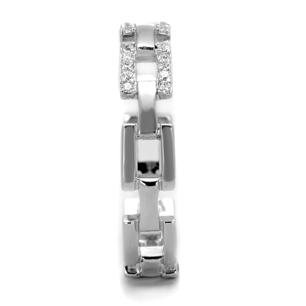 TS257 - Rhodium 925 Sterling Silver Ring with AAA Grade CZ in Clear