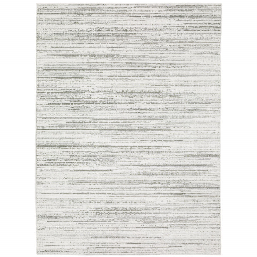 7' X 10' Gray and White Abstract Power Loom Area Rug