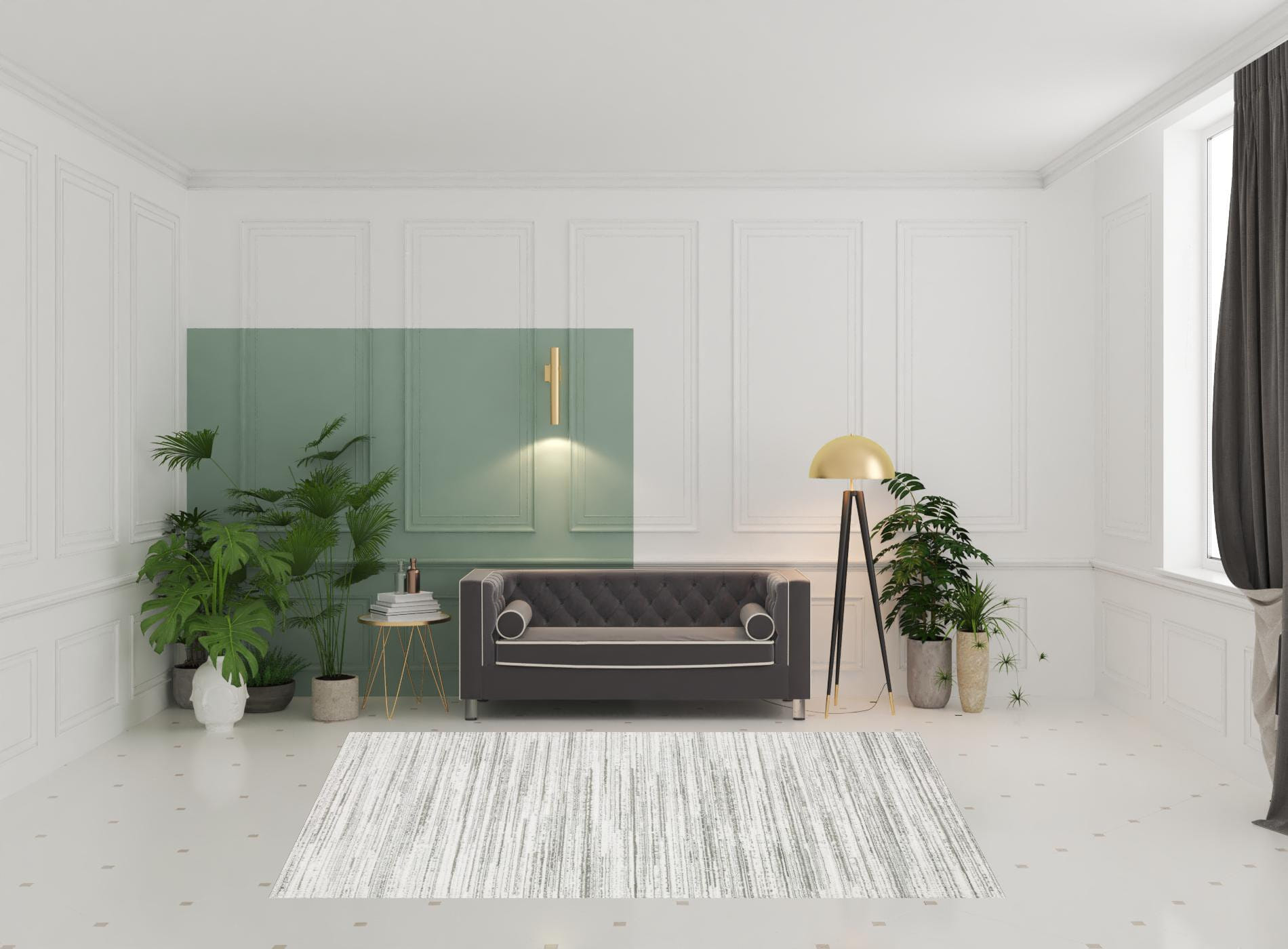 7' X 10' Gray and White Abstract Power Loom Area Rug