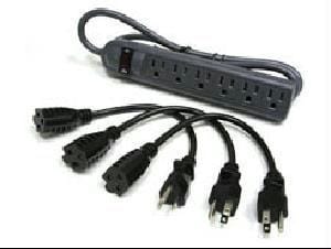 6-outlet power strip with surge suppressor (3) 1ft outlet saver power extension