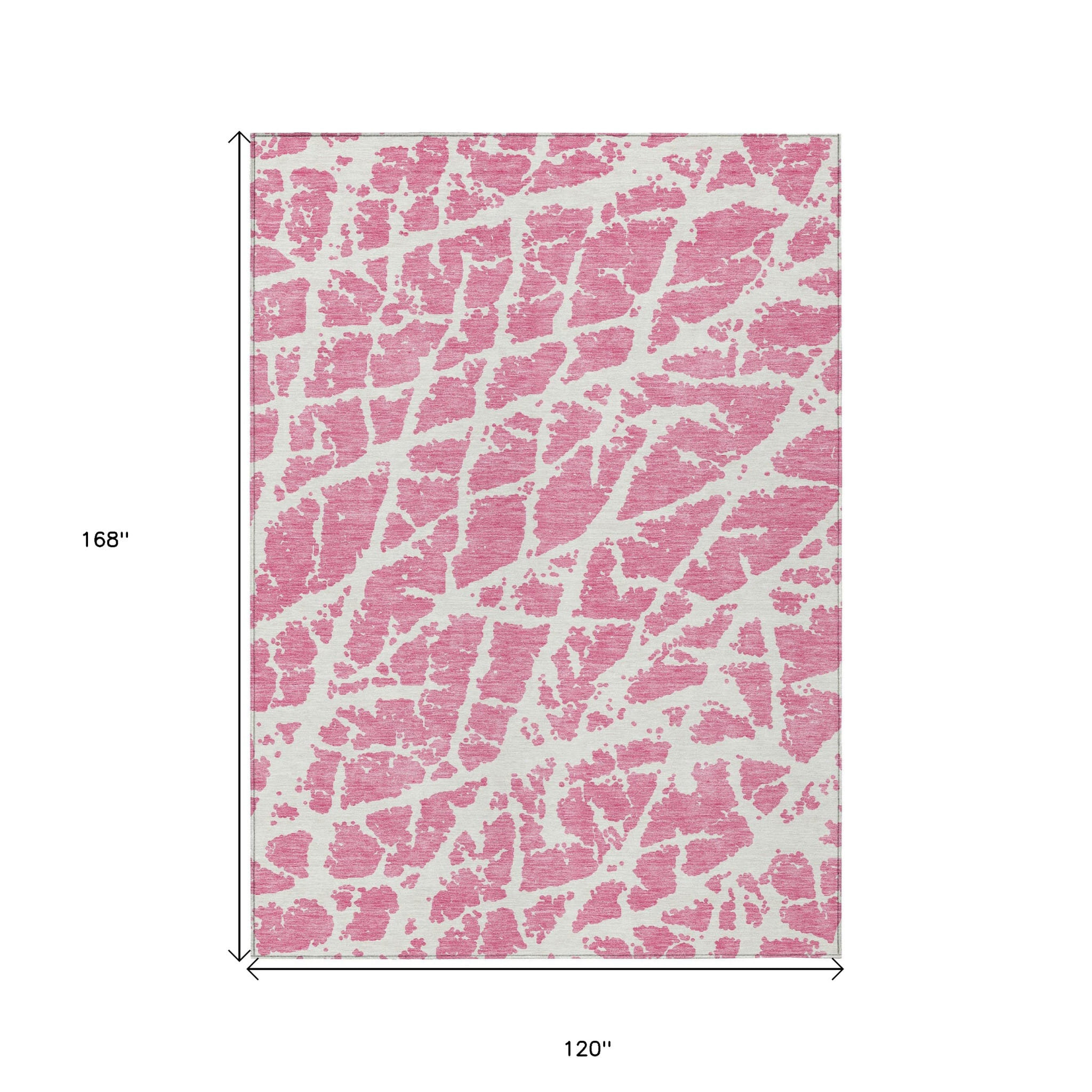 10' X 14' Pink and Ivory Abstract Washable Non Skid Indoor Outdoor Area Rug
