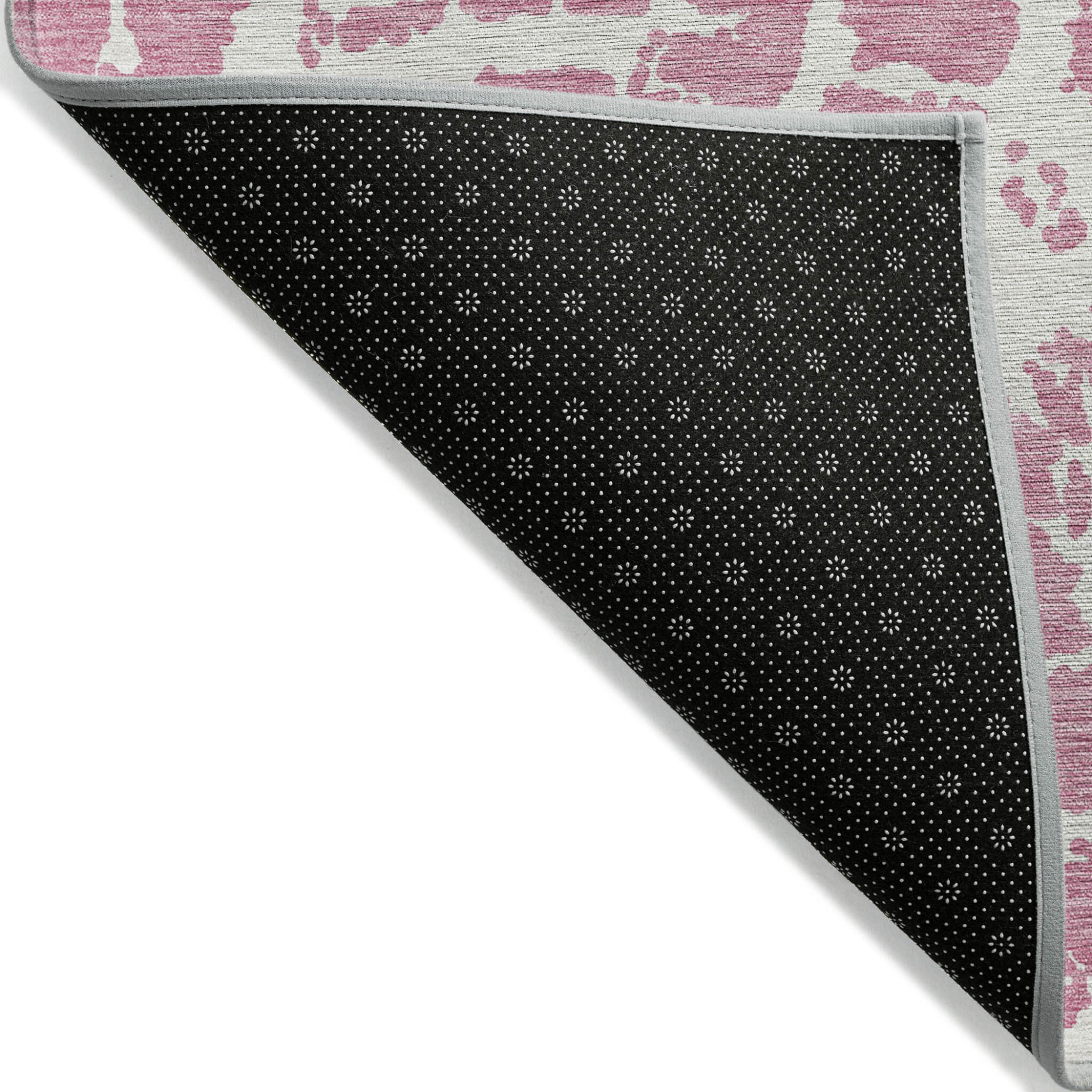 10' X 14' Pink and Ivory Abstract Washable Non Skid Indoor Outdoor Area Rug