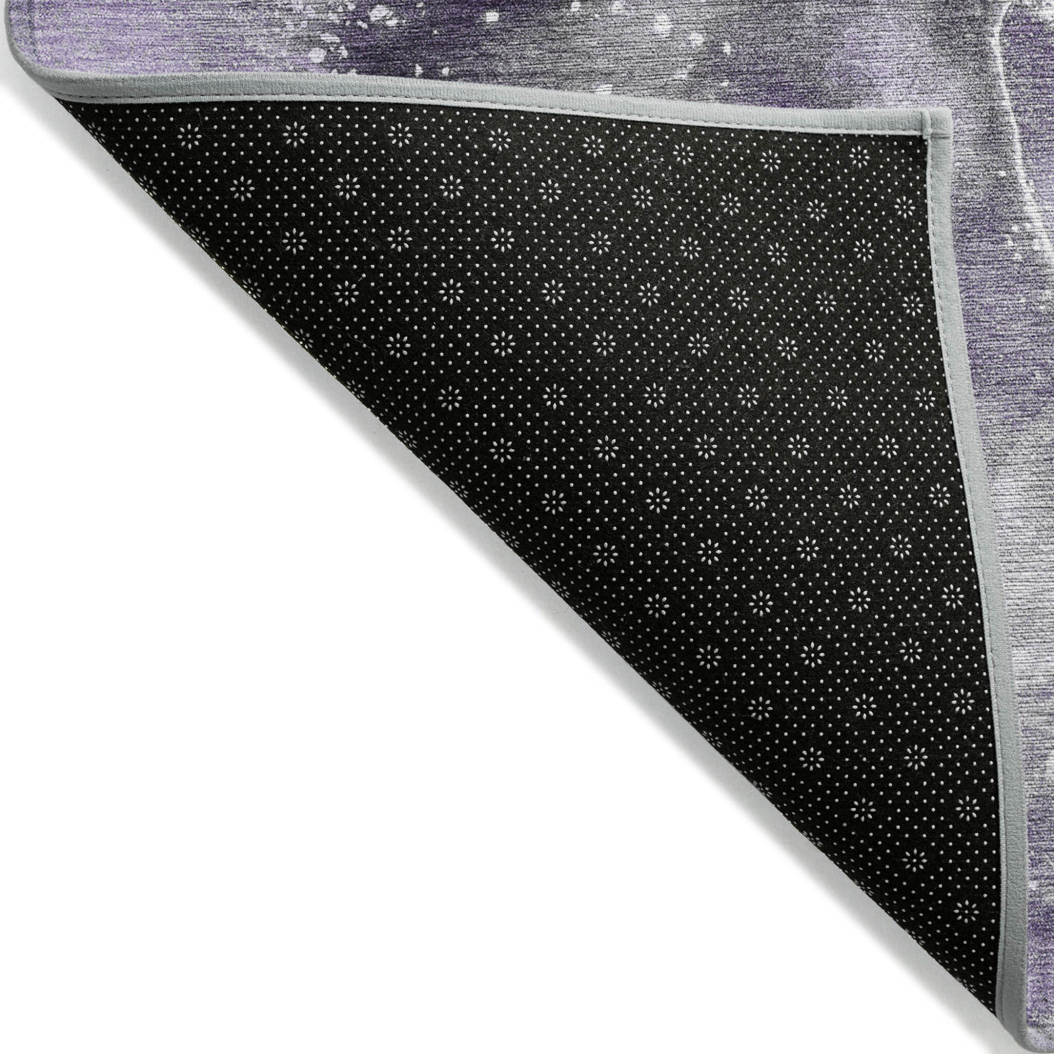 5' X 8' Gray and Purple Abstract Washable Non Skid Indoor Outdoor Area Rug