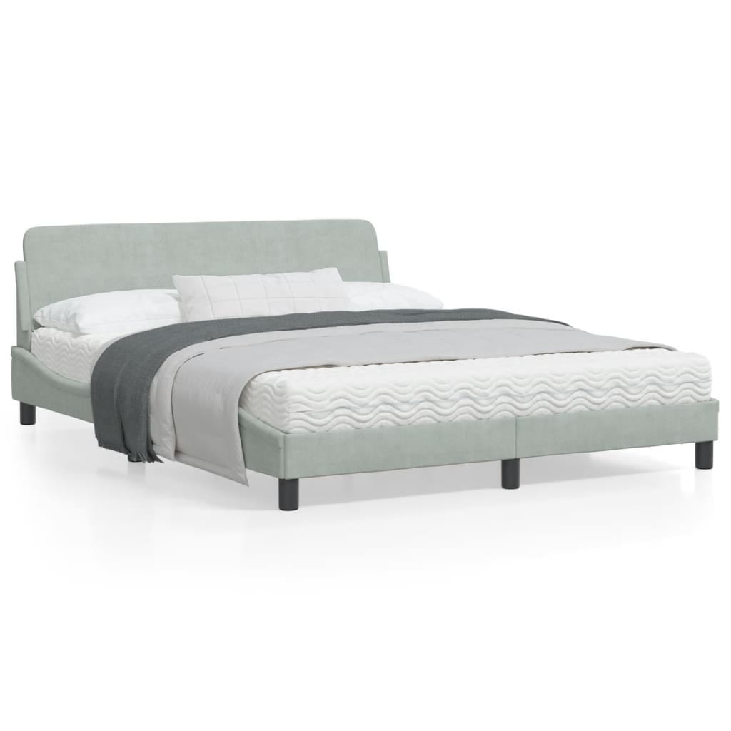 Bed Frame "Dover" Light Gray 59.8"x79.9" Velvet