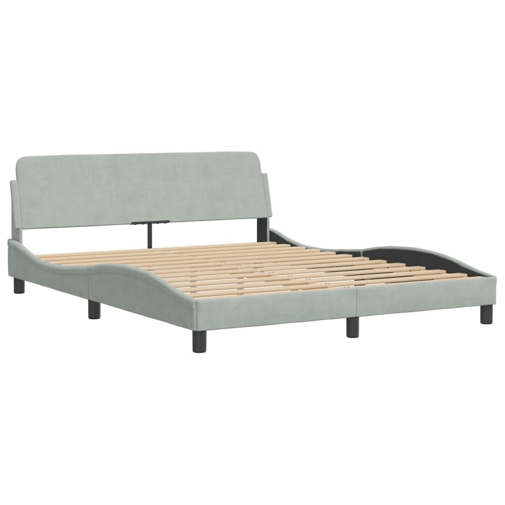Bed Frame "Dover" Light Gray 59.8"x79.9" Velvet