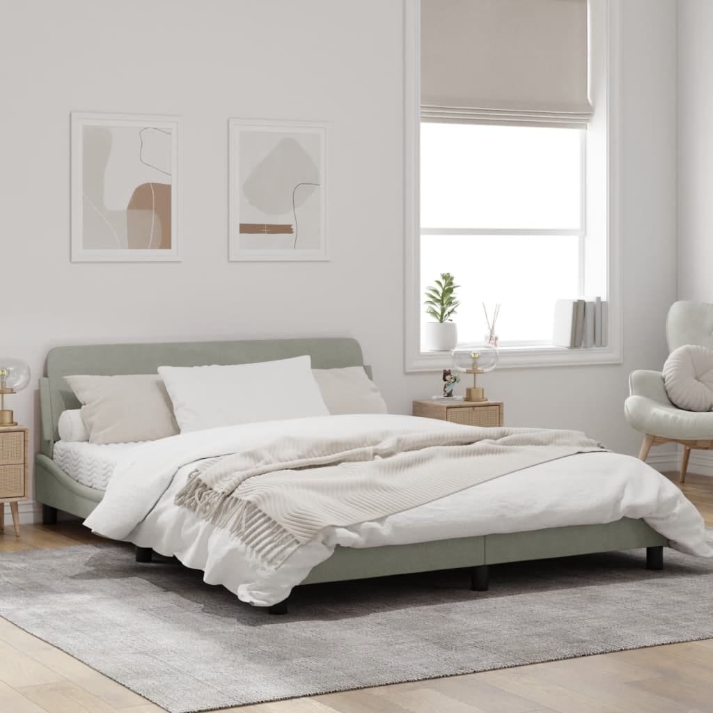 Bed Frame "Dover" Light Gray 59.8"x79.9" Velvet