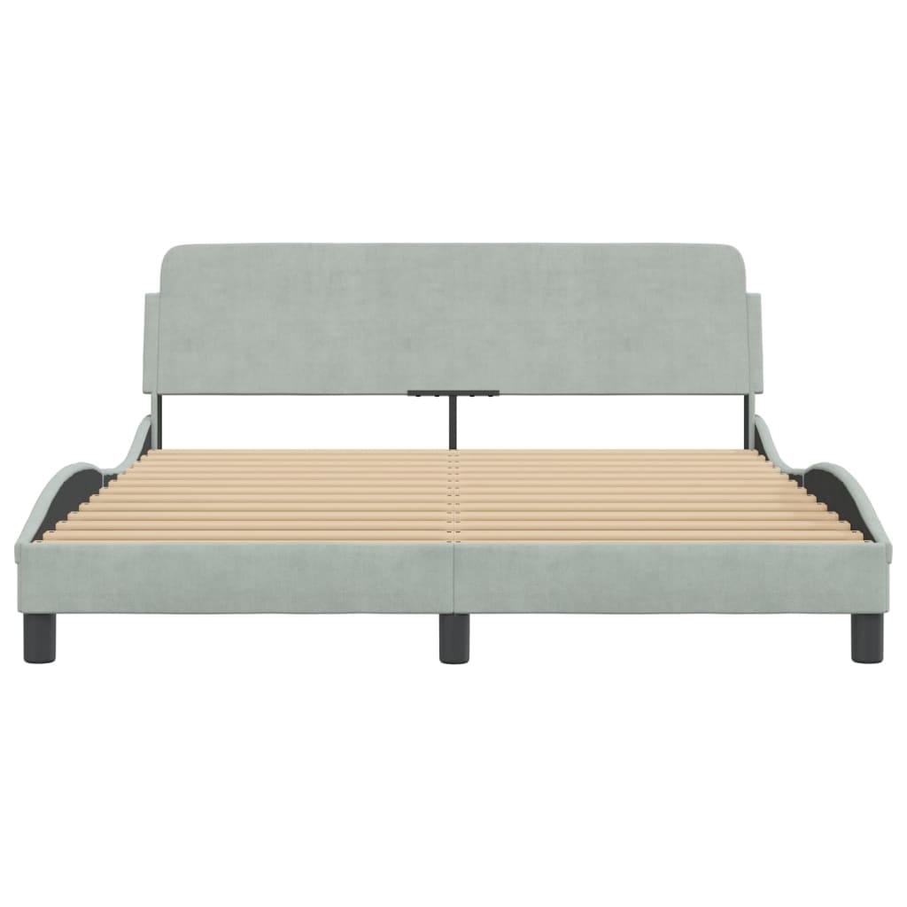 Bed Frame "Dover" Light Gray 59.8"x79.9" Velvet