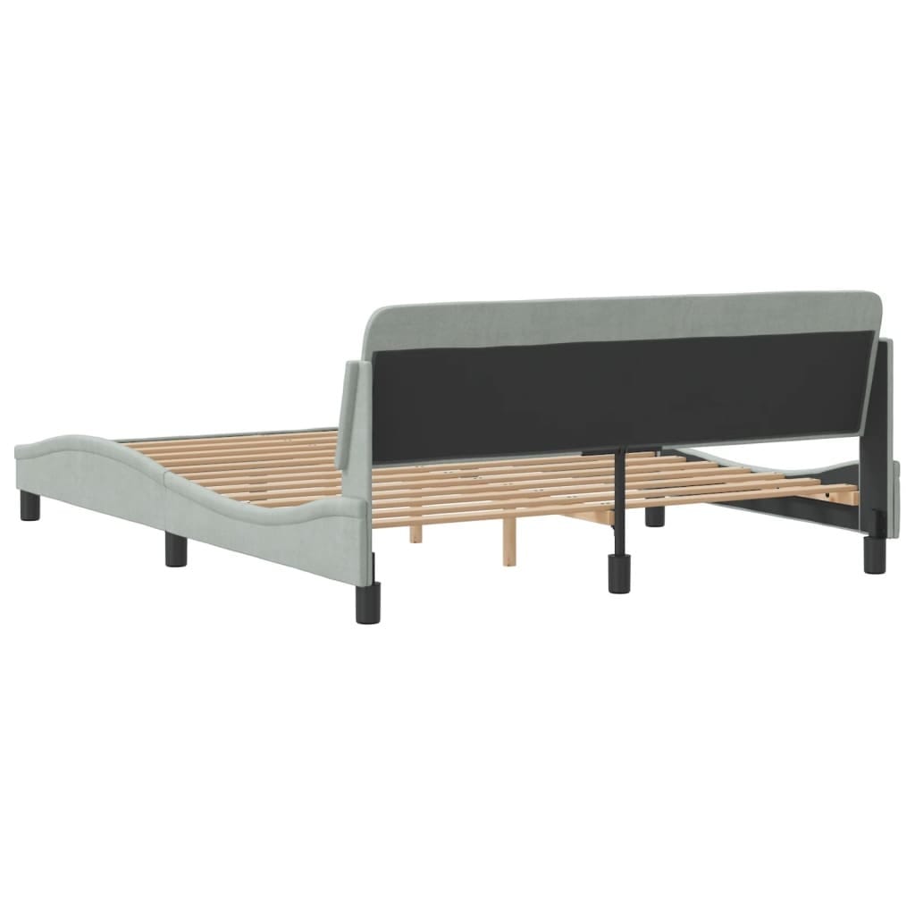 Bed Frame "Dover" Light Gray 59.8"x79.9" Velvet