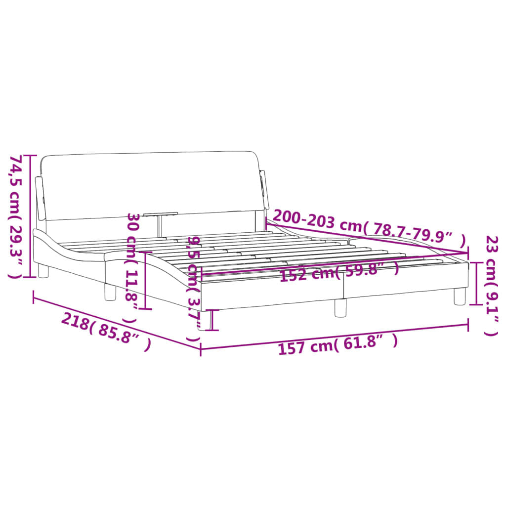 Bed Frame "Dover" Light Gray 59.8"x79.9" Velvet