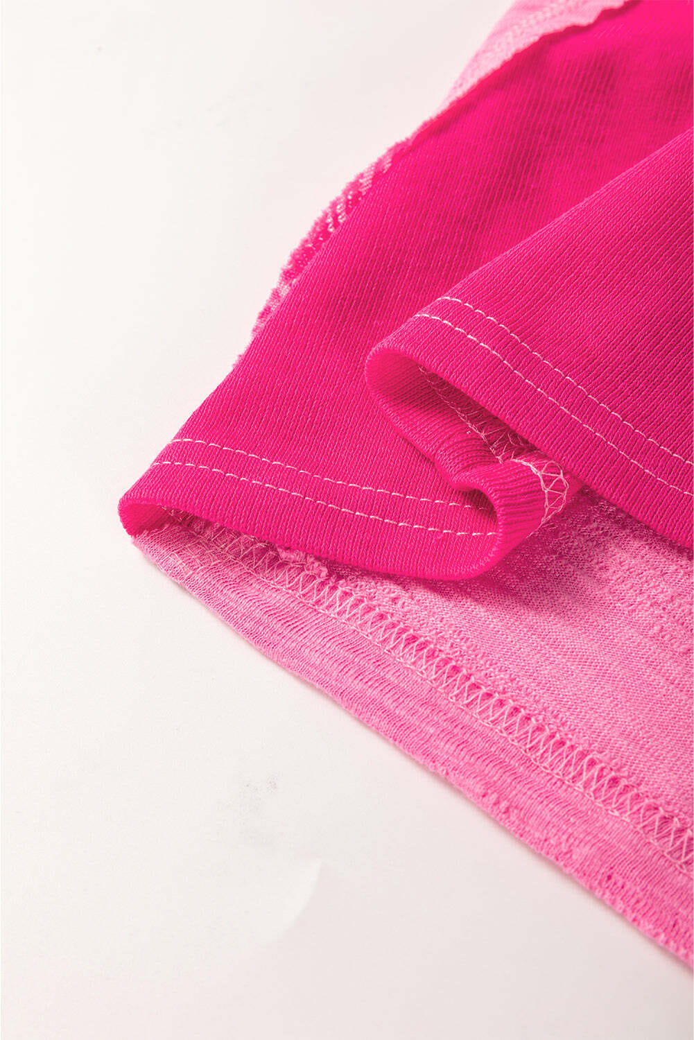 Sachet Pink Contrast Patchwork 3/4 Sleeve V Neck Loose Blouse