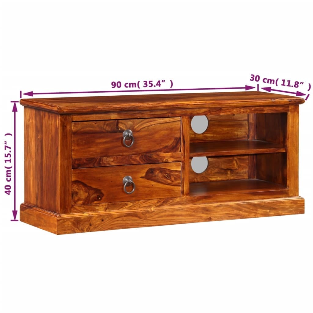 TV Stand Solid Wood Acacia 35.4"x11.8"x15.7"