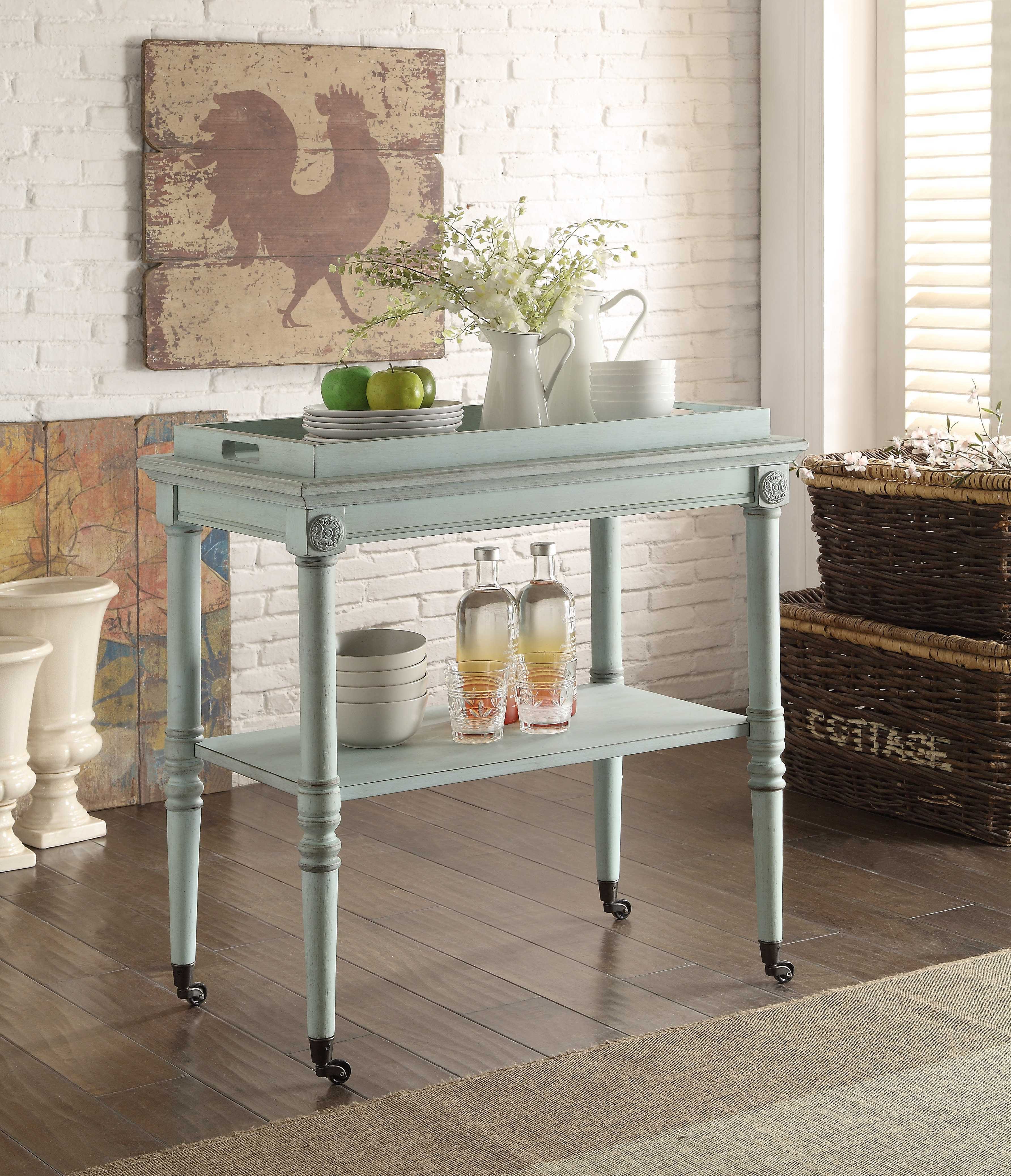 French Style Antique White Trolley Table
