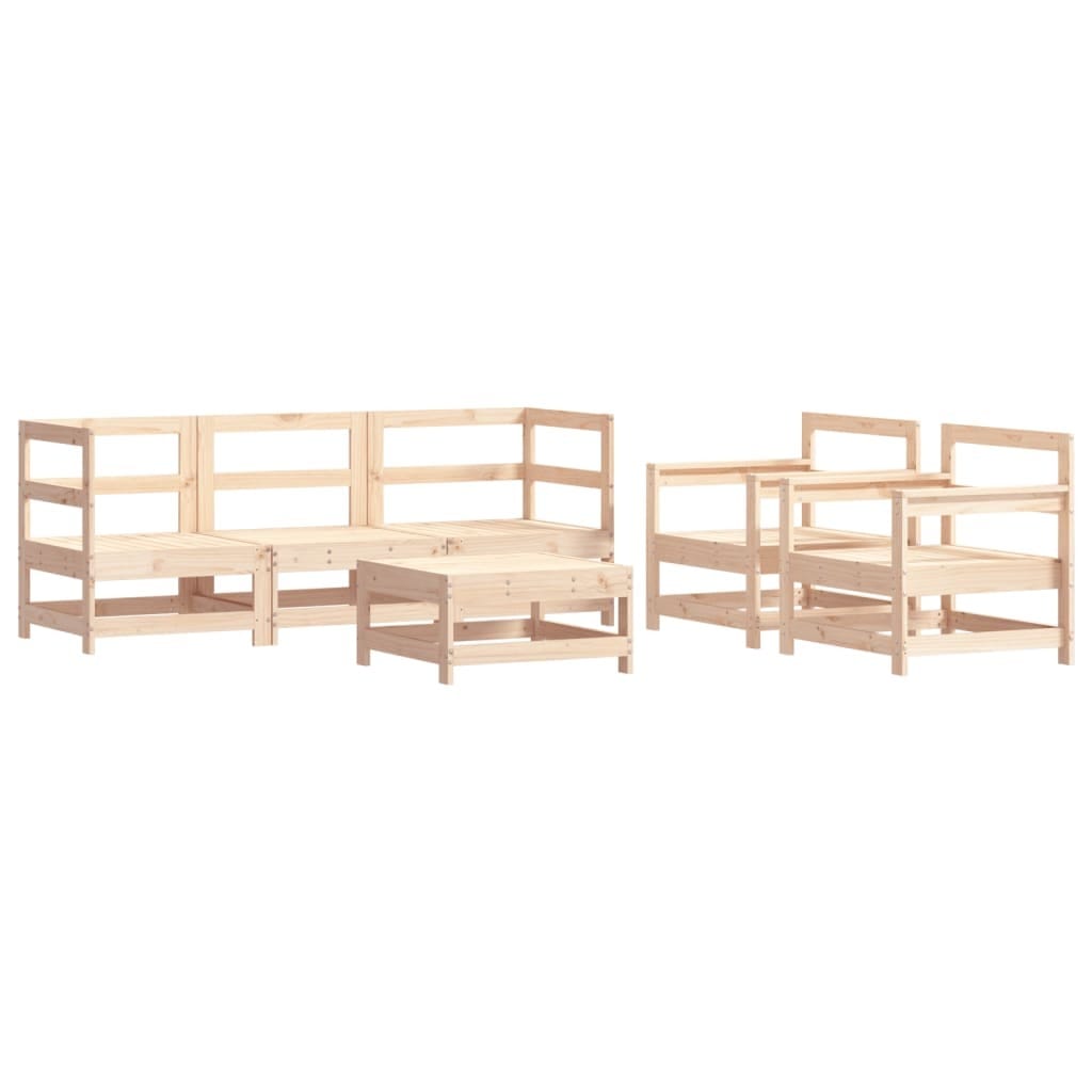 6 Piece Patio Lounge Set with Cushions Solid Wood