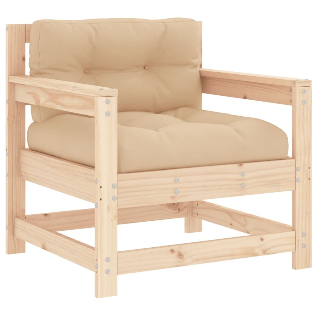 6 Piece Patio Lounge Set with Cushions Solid Wood