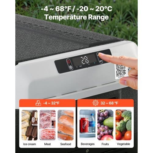 12 Volt Car Refrigerator, 31.7QT/30L Car Fridge, Portable Electric Cooler with -4?„‰~68?„‰ Adjustable Temperature, 12/24V DC and 100- 240V AC Compressor Freezer for Outdoor, Camping, Travel, RV