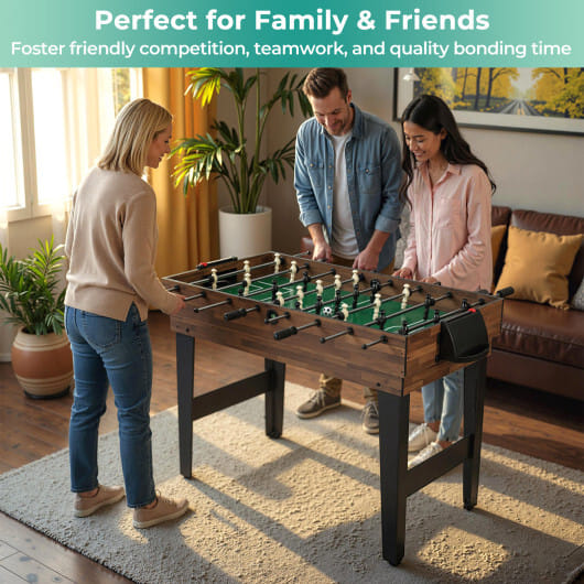 10-in-1 Combo Game Table Set 50inch Multi-Game Table with Foosball-Brown - Color: Brown