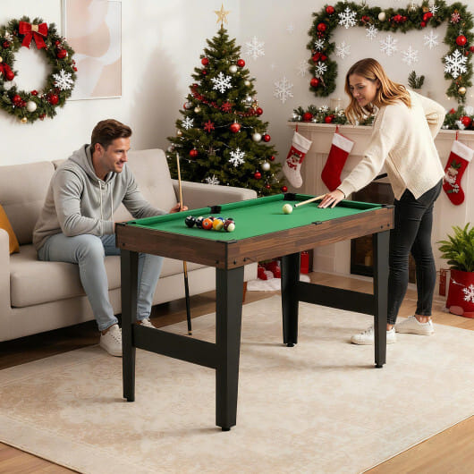 10-in-1 Combo Game Table Set 50inch Multi-Game Table with Foosball-Brown - Color: Brown