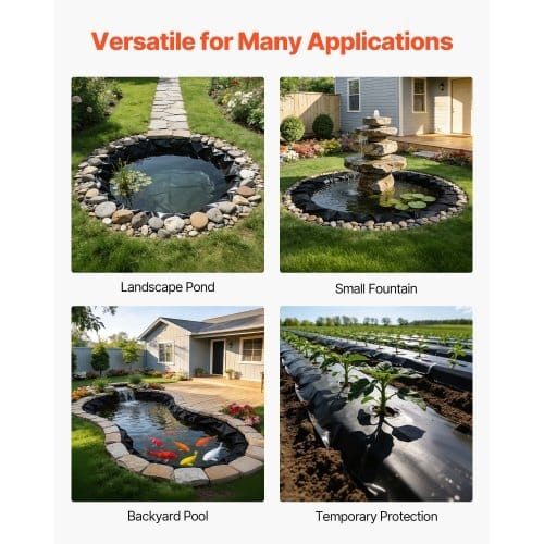 8 x 10 ft Pond Liner, 45 Mil Thickness, EPDM Rubber Material Fish Pond Liner for Outdoor Ponds, Easy to Cut, Durable & Leakproof, for Water Garden, Waterfall, Fishpond, Koi, Fountains, Black