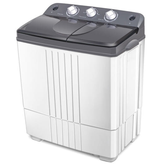 20 lbs Portable Semi-Automatic Twin-tub Washing Machine - Color: Gray