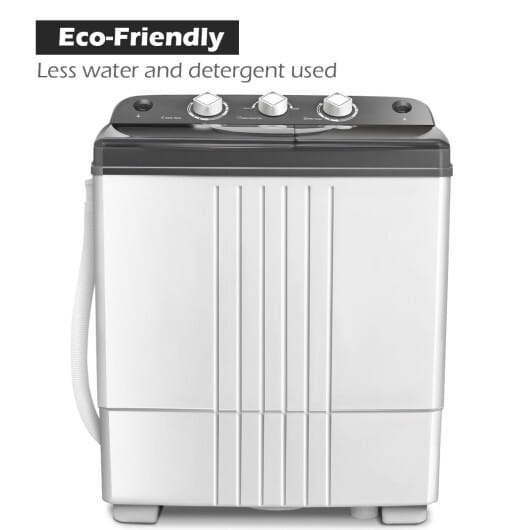 20 lbs Portable Semi-Automatic Twin-tub Washing Machine - Color: Gray