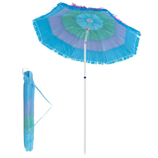 6 FT Tiki Thatched Patio Beach Umbrella with Push Button Tilt Carrying Bag-Colorful - Color: Multicolor