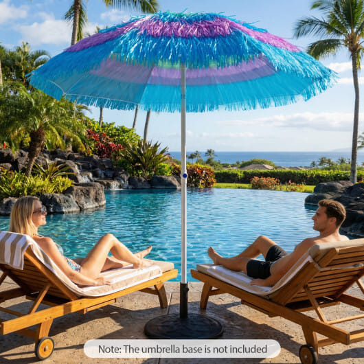 6 FT Tiki Thatched Patio Beach Umbrella with Push Button Tilt Carrying Bag-Colorful - Color: Multicolor