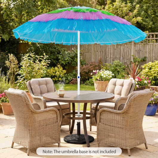 6 FT Tiki Thatched Patio Beach Umbrella with Push Button Tilt Carrying Bag-Colorful - Color: Multicolor
