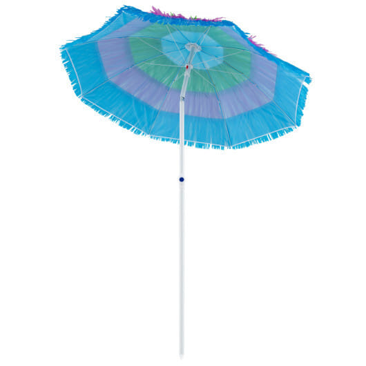 6 FT Tiki Thatched Patio Beach Umbrella with Push Button Tilt Carrying Bag-Colorful - Color: Multicolor