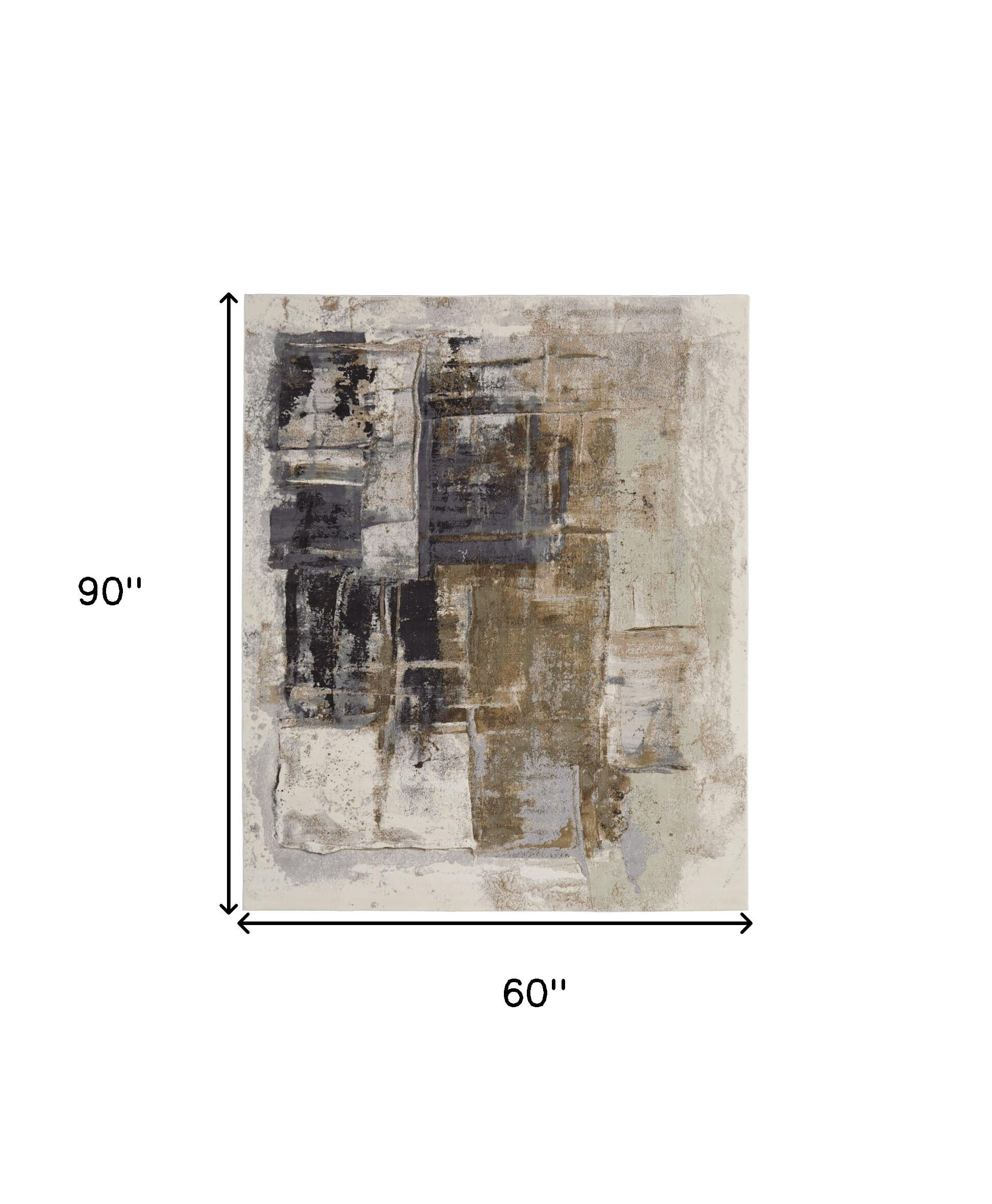5' X 8' Gray Black and Brown Abstract Power Loom Area Rug