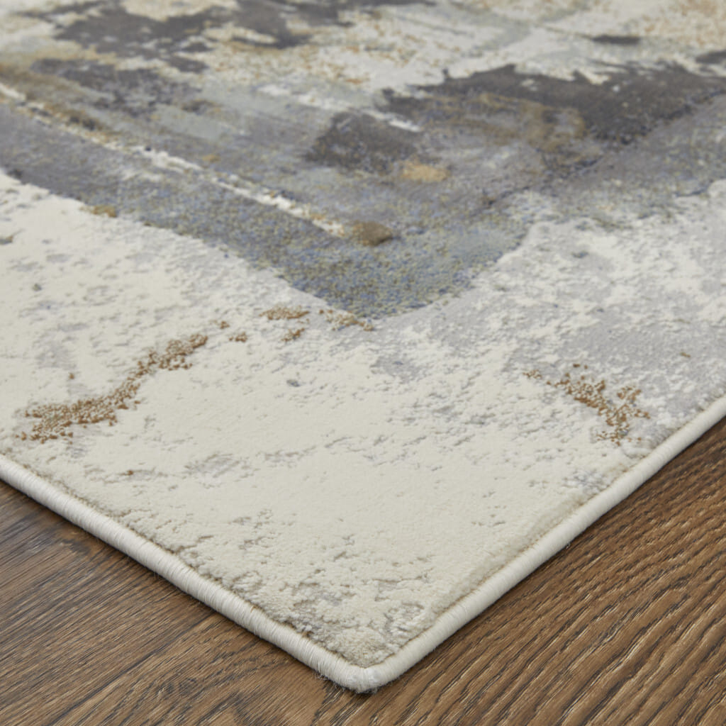 5' X 8' Gray Black and Brown Abstract Power Loom Area Rug