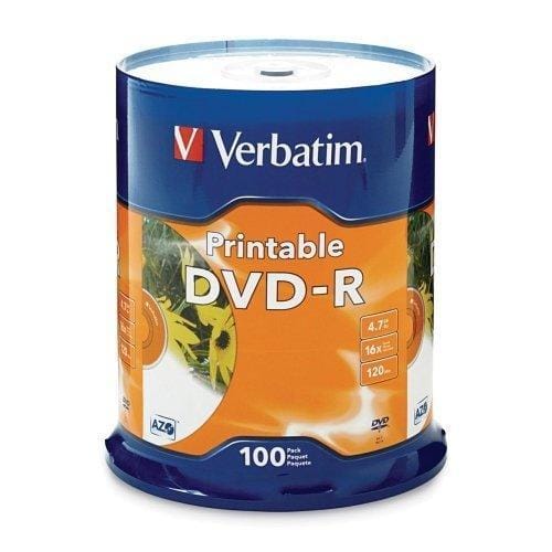 Verbatim dvd-r 4.7gb 16x white inkjet printable-100pk spindle