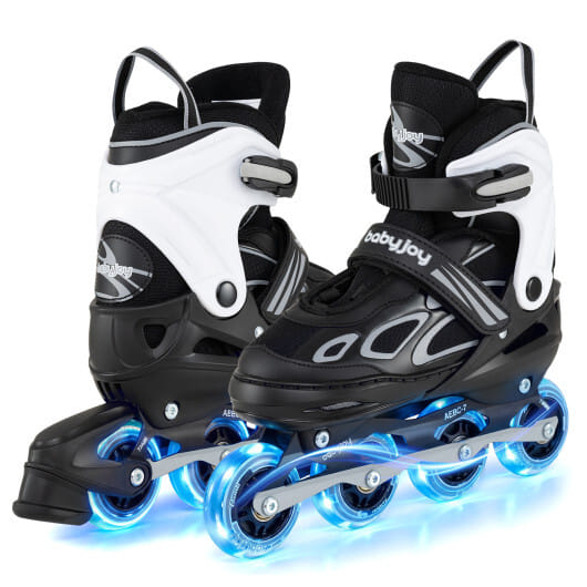 Adjustable Kids' Incline Skates 4 Sizes Adjustable Blade Roller-Black - Color: Black