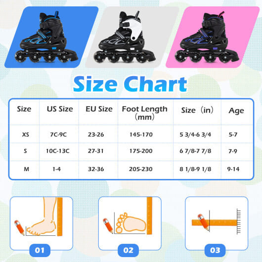 Adjustable Kids' Incline Skates 4 Sizes Adjustable Blade Roller-Black - Color: Black
